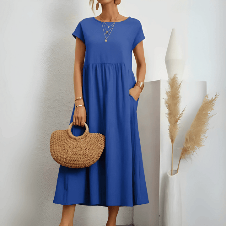 Abito lungo in lino e cotone vintage da donna