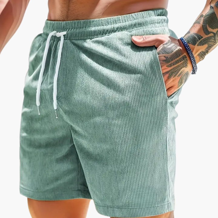 Pantalones cortos de pana acanalada para hombre – Estilo casual de verano