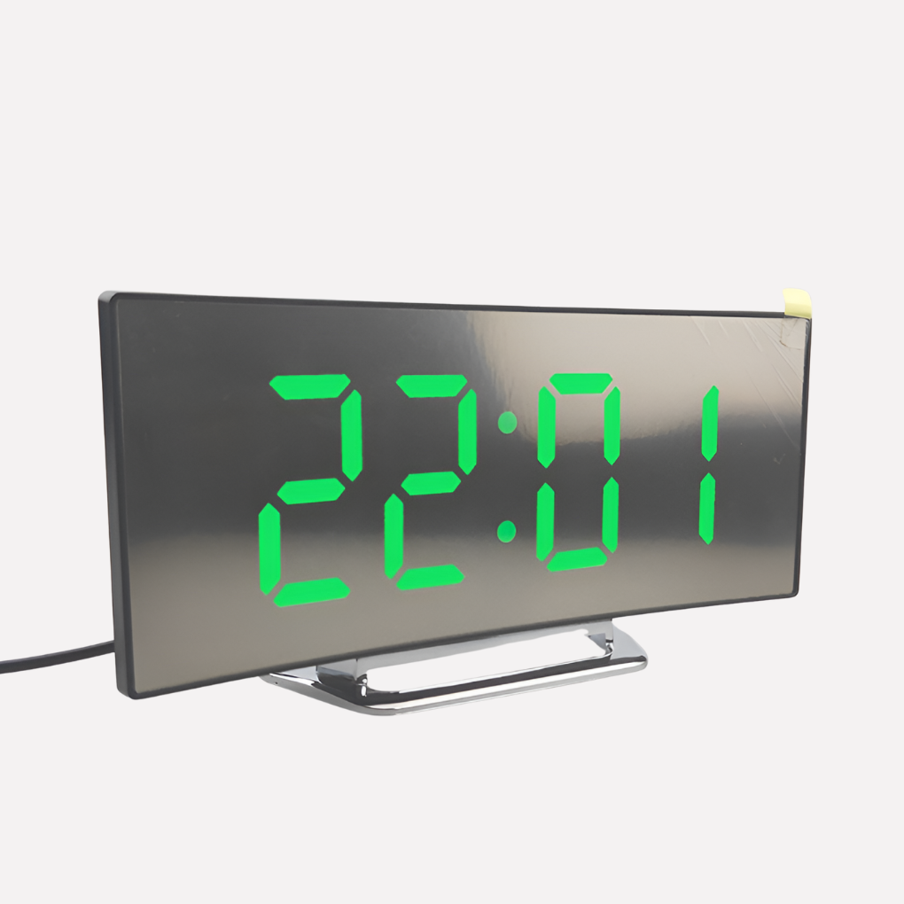 Curved LED Digital Alarm Clock in Modern Style