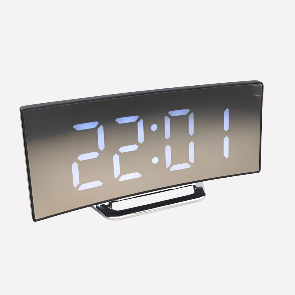 Curved LED Digital Alarm Clock in Modern Style