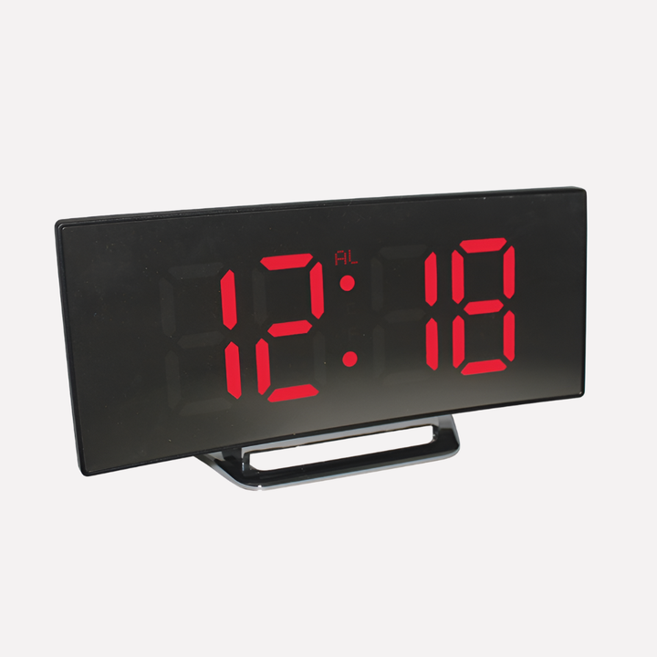 Curved LED Digital Alarm Clock in Modern Style