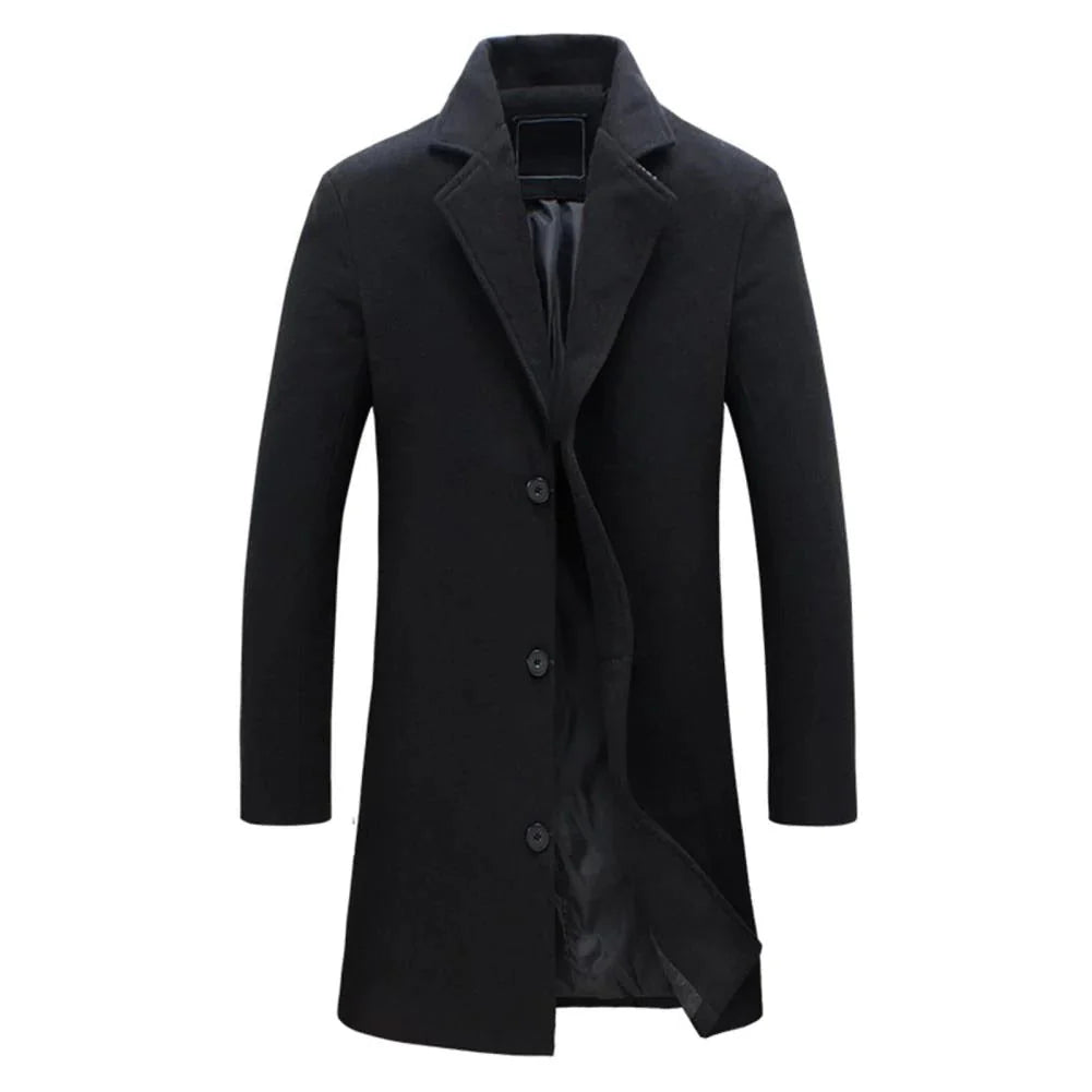 Cappotto Invernale Lungo da Uomo con Revers a Taglio