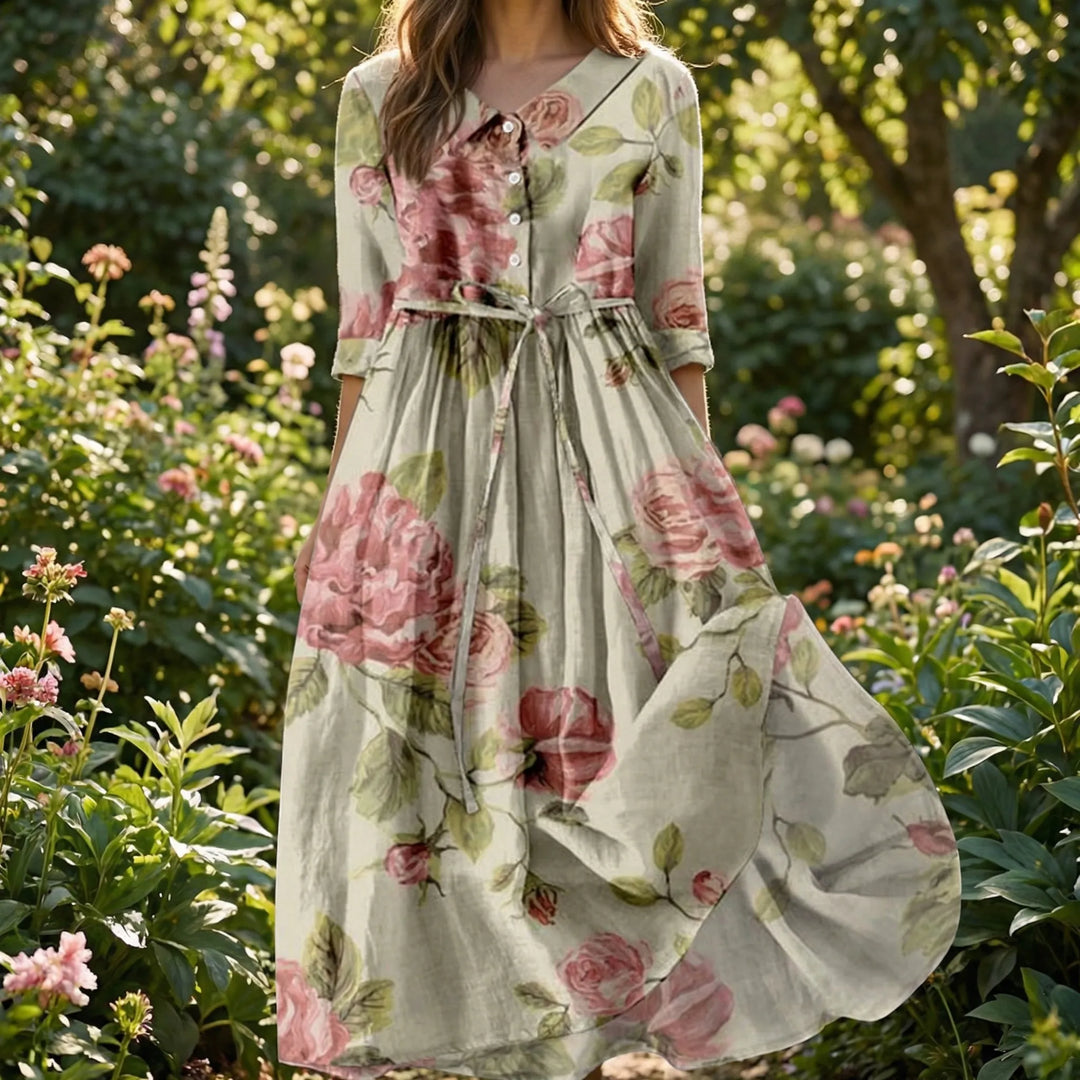 Blosoria - Abito midi con stampa floreale vintage