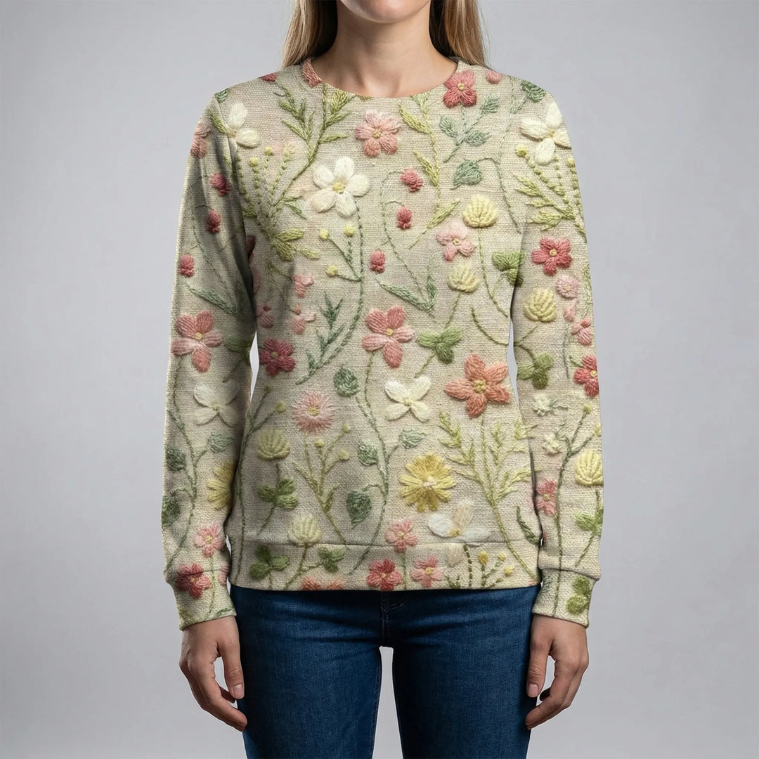 Blosswen - Maglione a maglia morbida con stampa floreale