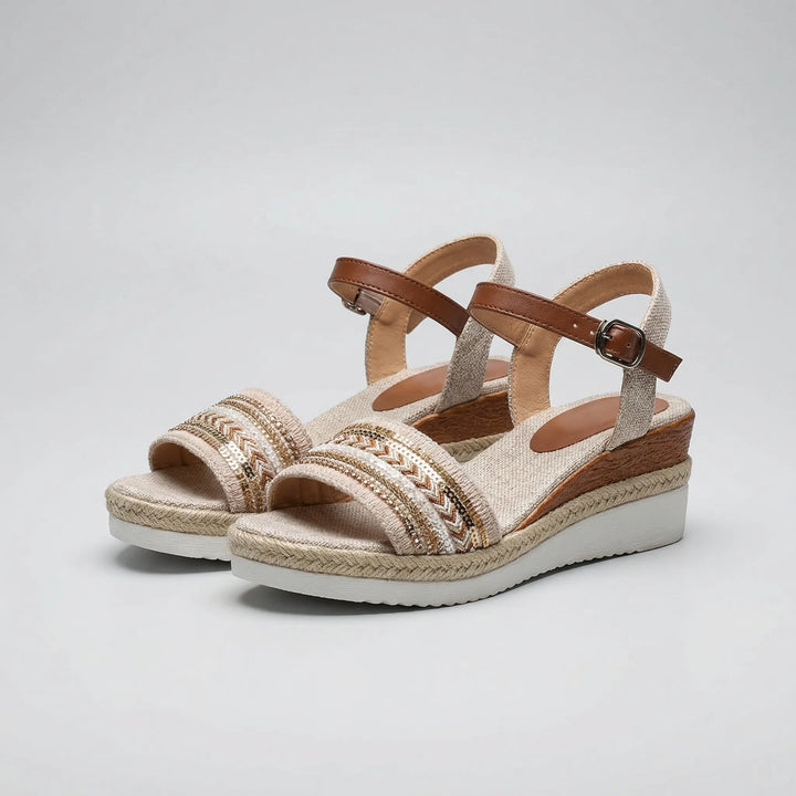 Bohevia - Sandalo con zeppa boho a punta aperta