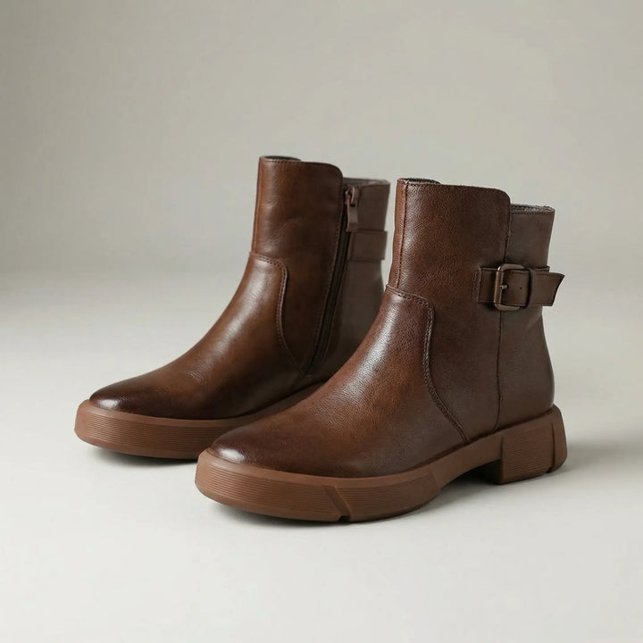 Broxenne - Stivaletto con tacco a blocco a metà caviglia d'ispirazione vintage