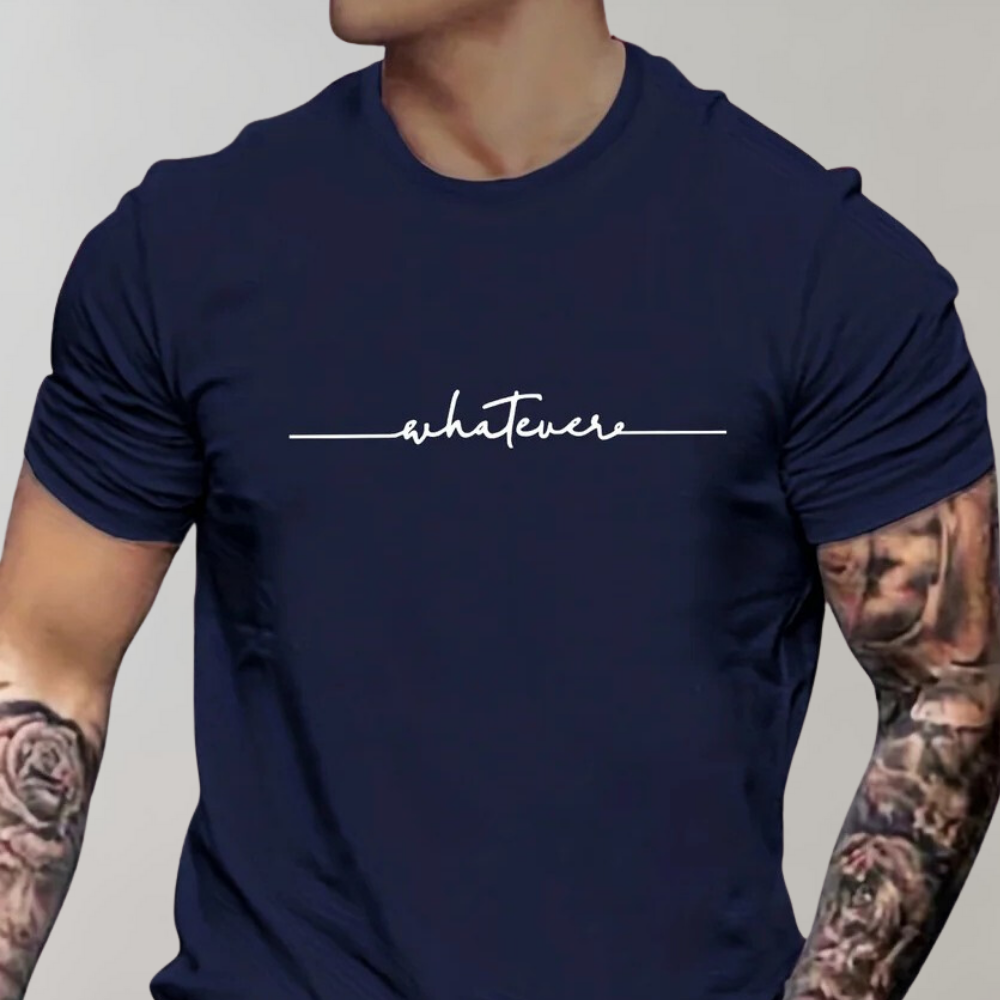 Camiseta casual de hombre con cuello redondo y estampado minimalista