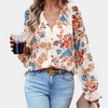 Floral blouse with V-neck for woman