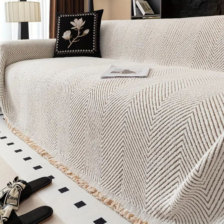 Funda para sofá reversible con patrón de espina de pescado