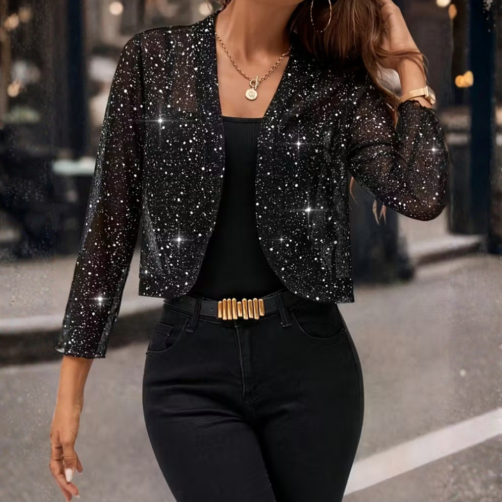 Chaqueta cárdigan con lentejuelas brillantes para mujer