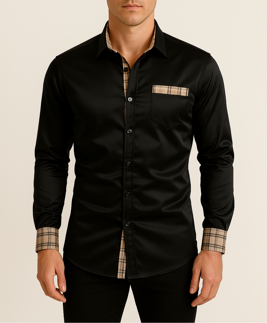 Refined Plaid Detail Shirt
