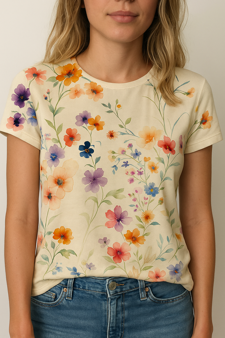 Maglietta donna vintage floreale