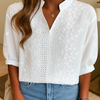 White lace blouse with V-neck