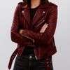 Giacca in pelle da motociclista slim fit da donna