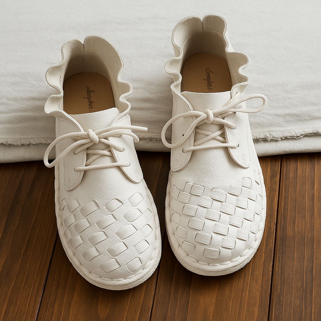 Estilo retro Mori Girl con un toque artístico: ballerinas de piel de vacchetta hechas a mano