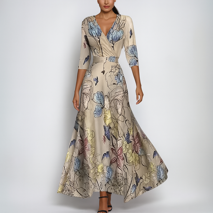 Abito Maxi Bohemien V-Collo Pronto per l'Estate