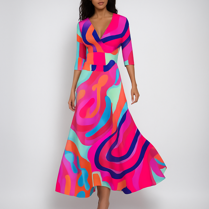 Abito Maxi Bohemien V-Collo Pronto per l'Estate