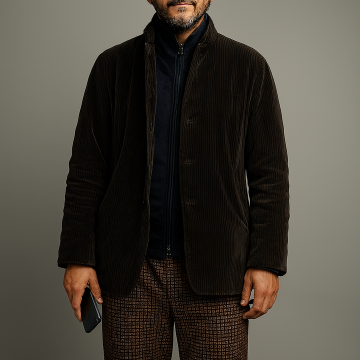 Chaqueta hombre retro casual de un solo color