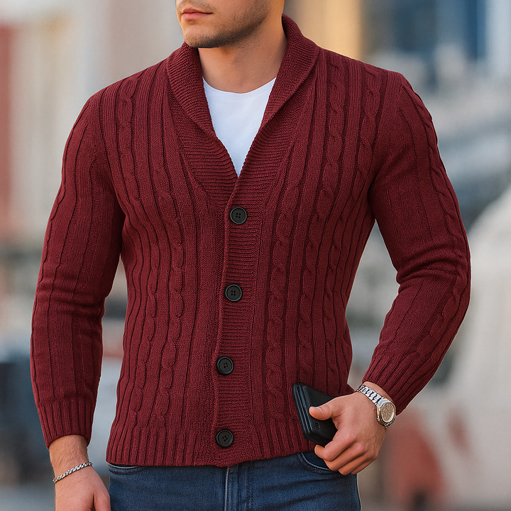 Classic warm knitted cardigan for men
