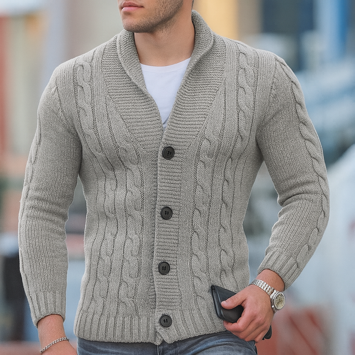 Classic warm knitted cardigan for men
