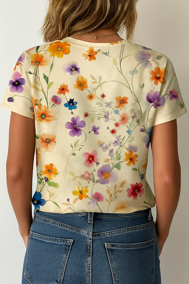 Maglietta donna vintage floreale