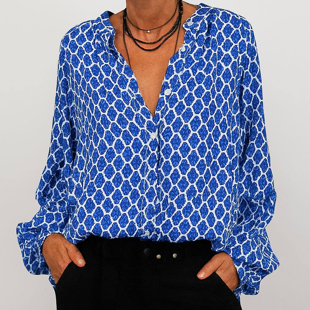 Blusa elegante estampada con escote en V