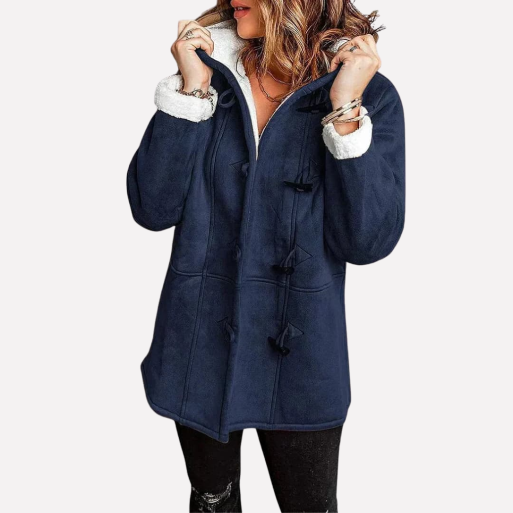 Giacca da donna con cappuccio e chiusura a toggle