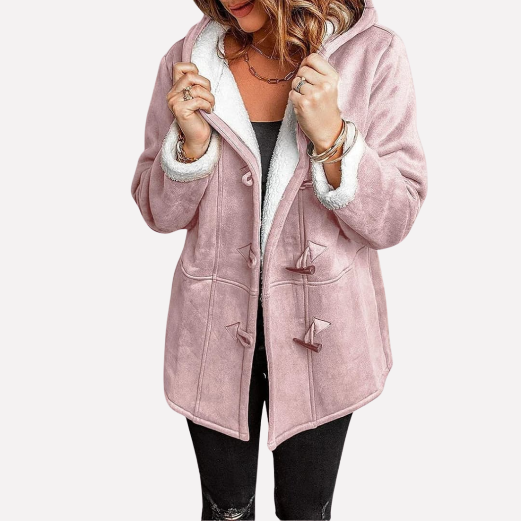 Giacca da donna con cappuccio e chiusura a toggle