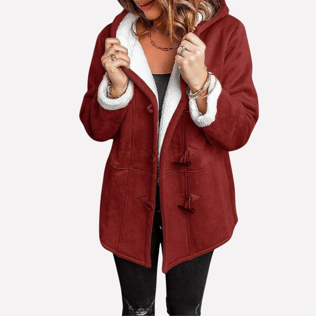 Giacca da donna con cappuccio e chiusura a toggle