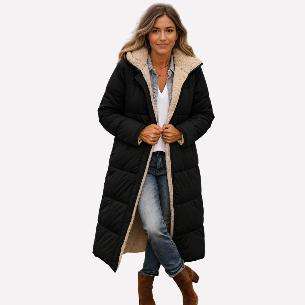 Quilted Coat for Women with Hood and Lined Interior