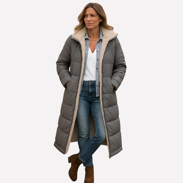 Quilted Coat for Women with Hood and Lined Interior