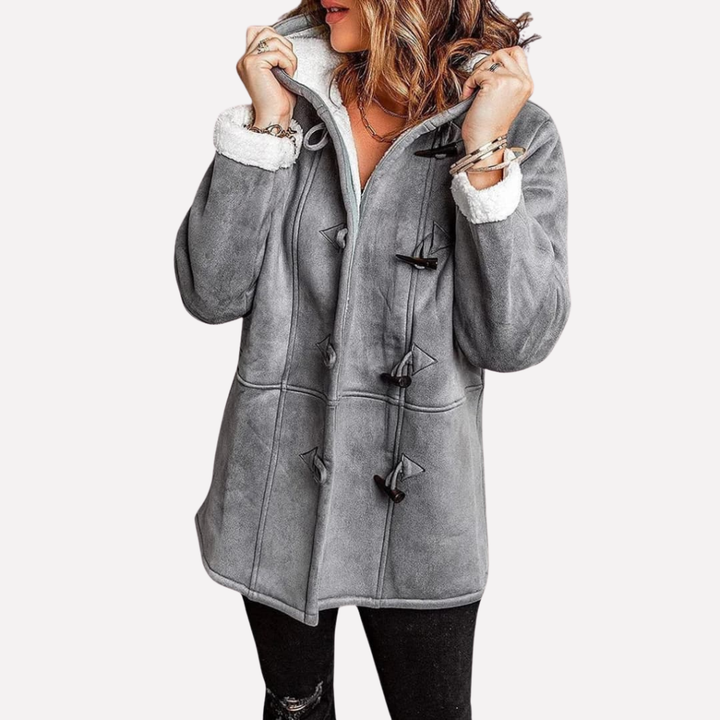 Giacca da donna con cappuccio e chiusura a toggle