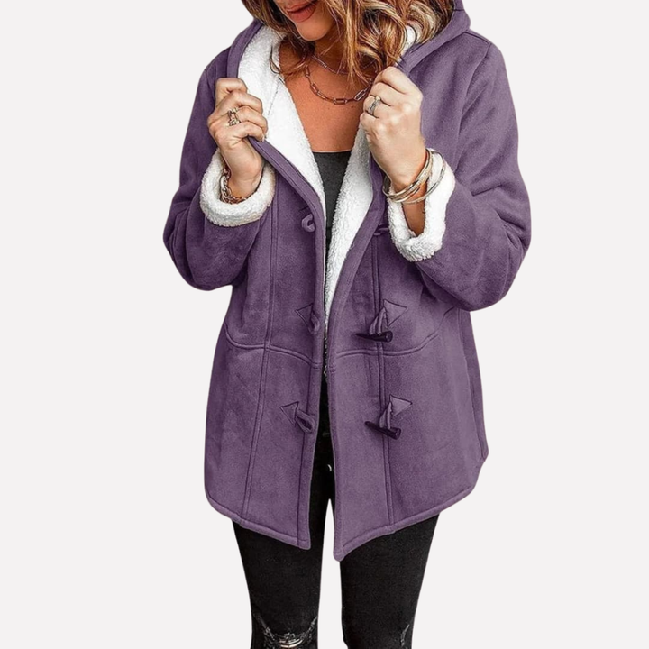 Giacca da donna con cappuccio e chiusura a toggle
