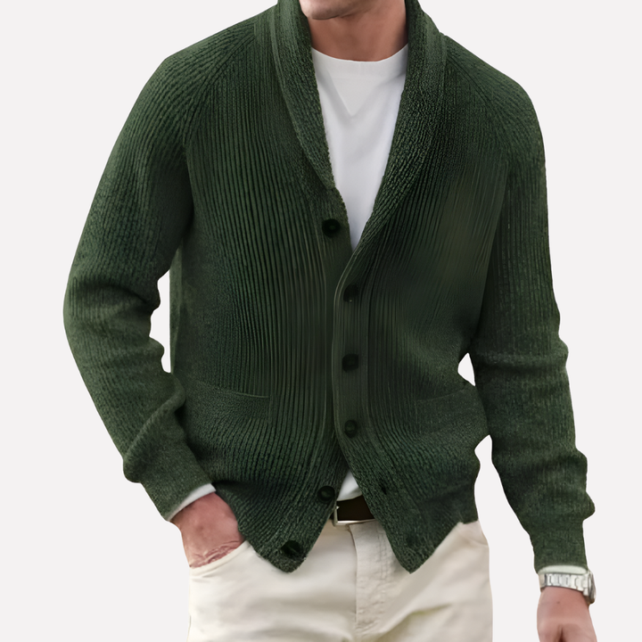 Cardigan da uomo con colletto a scialle e chiusura con bottoni