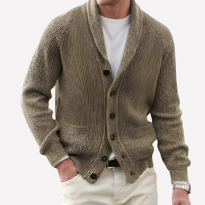 Cardigan da uomo con colletto a scialle e chiusura con bottoni