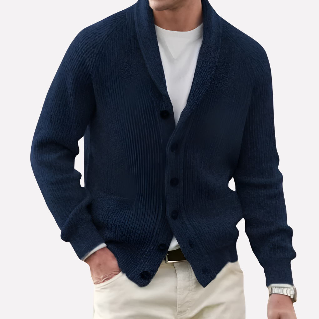 Cardigan da uomo con colletto a scialle e chiusura con bottoni