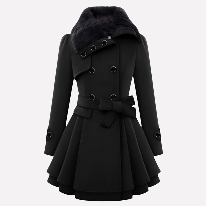 Women's Winter Coat with Buttons and Belt