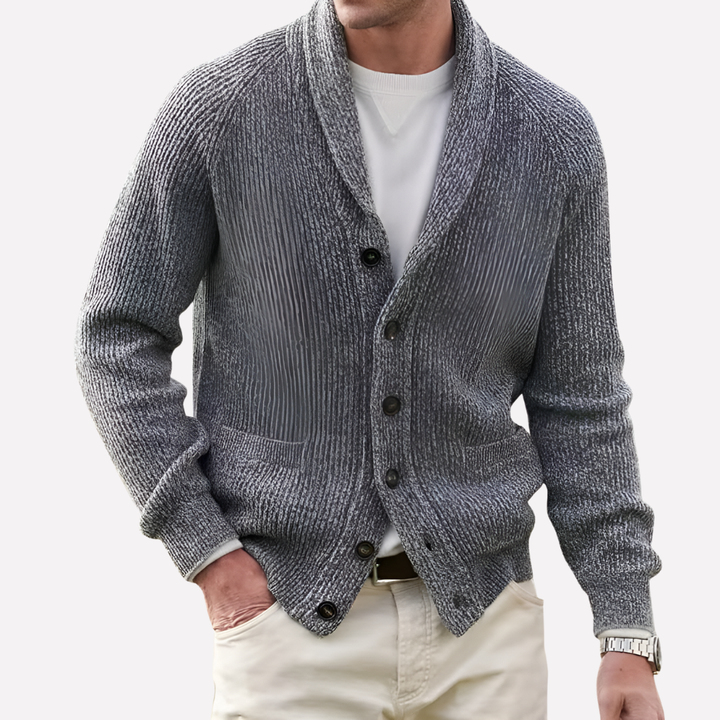 Cardigan da uomo con colletto a scialle e chiusura con bottoni
