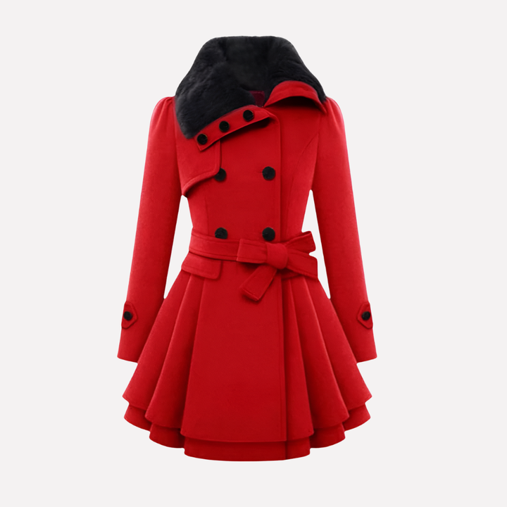 Women's Winter Coat with Buttons and Belt