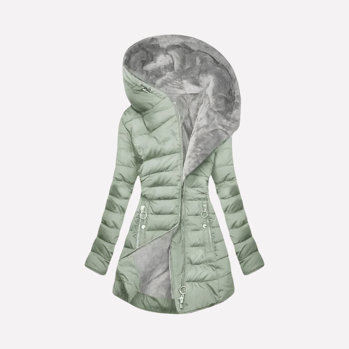 Women's Winter Coat with Hood and Zipper