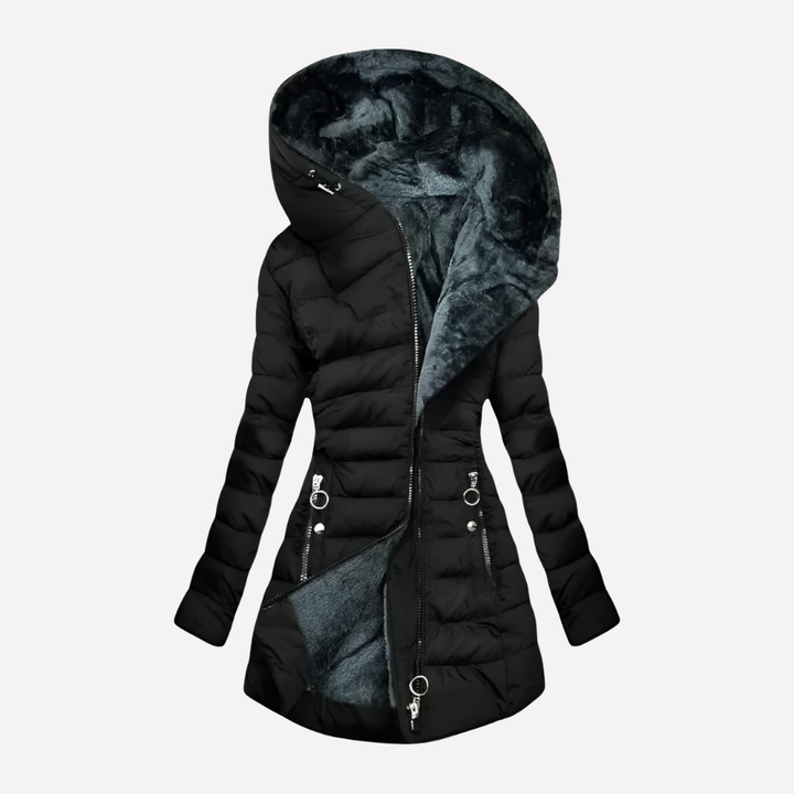 Women's Winter Coat with Hood and Zipper