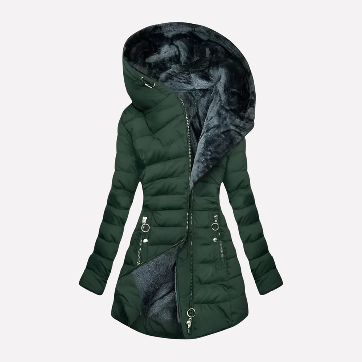 Women's Winter Coat with Hood and Zipper
