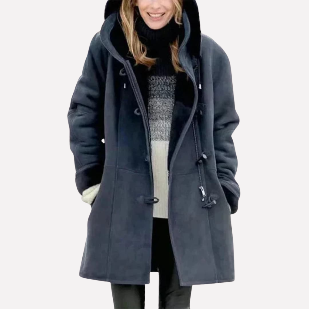 Giacca da donna con cappuccio e chiusura a toggle
