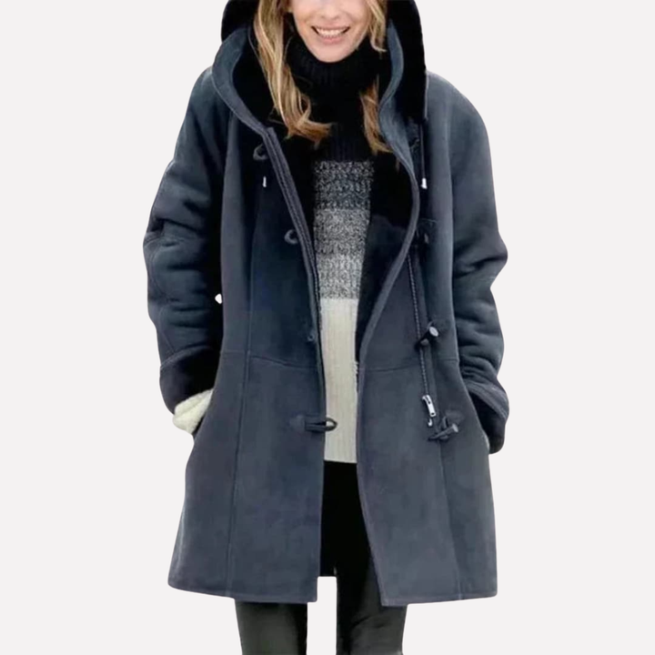 Giacca da donna con cappuccio e chiusura a toggle