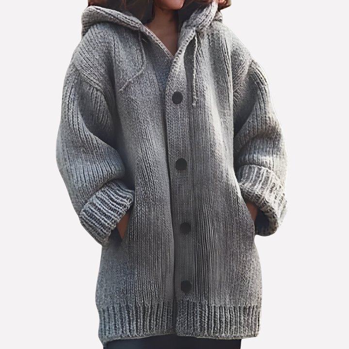 Cardigan con capucha para mujer de corte largo