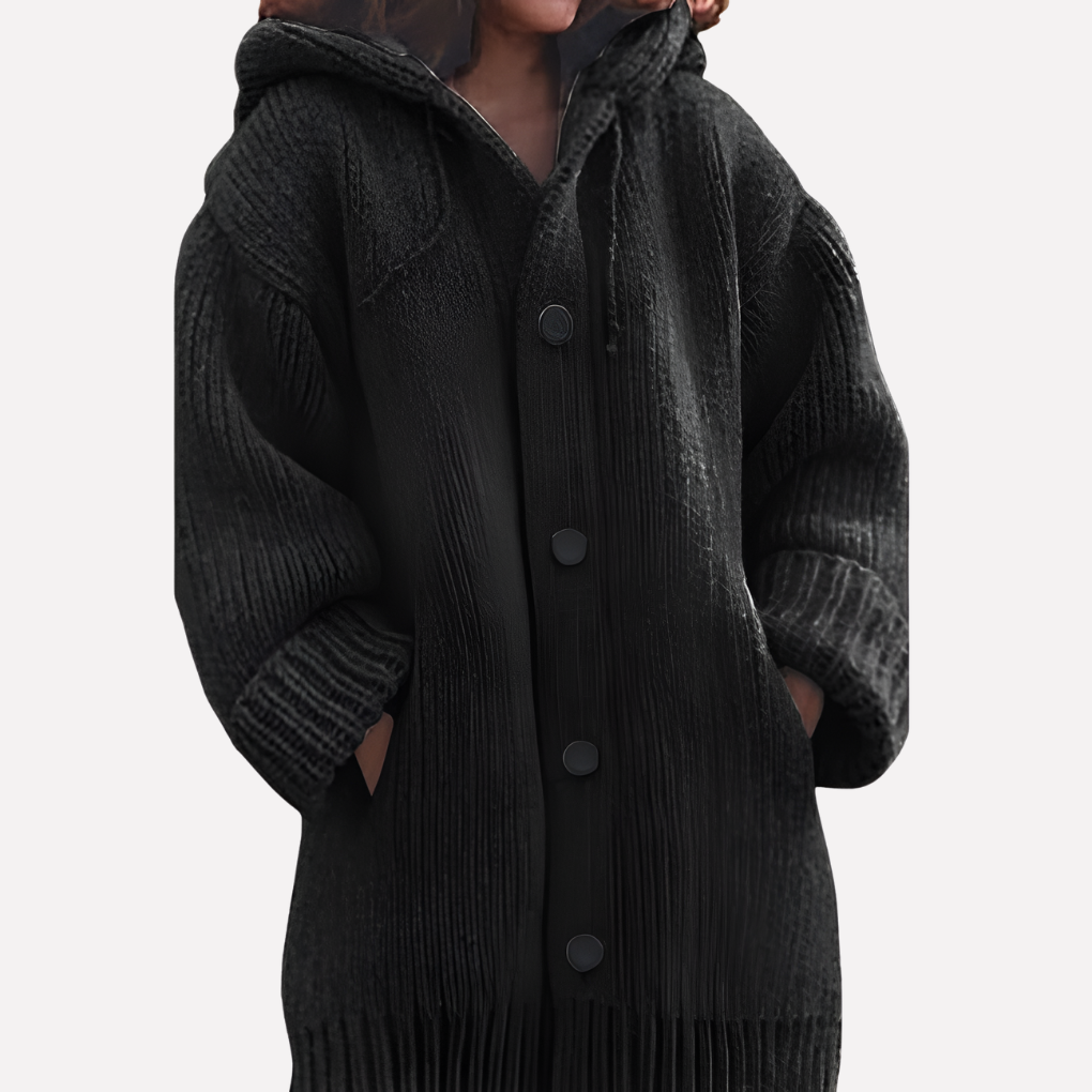 Cardigan con capucha para mujer de corte largo