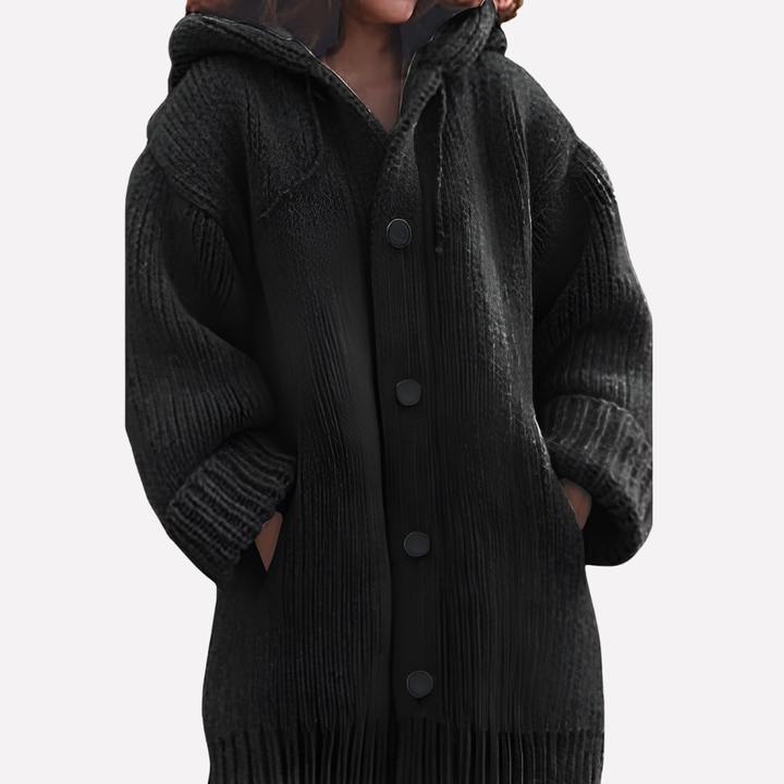 Cardigan con capucha para mujer de corte largo