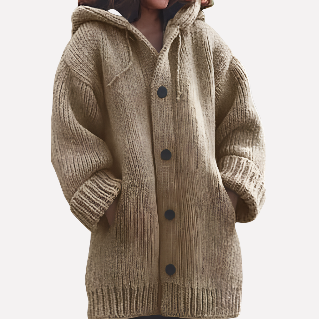 Cardigan con capucha para mujer de corte largo