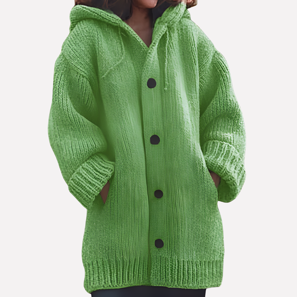 Cardigan con capucha para mujer de corte largo