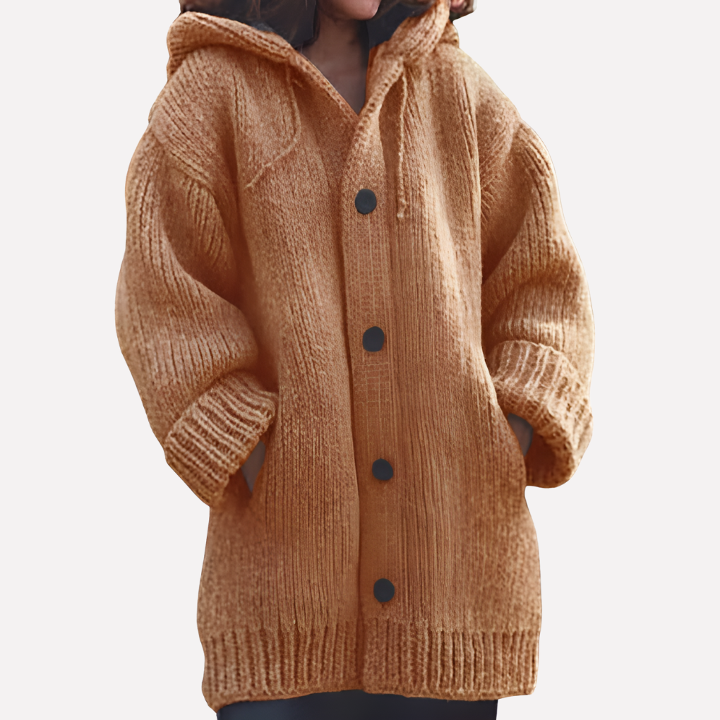 Cardigan con capucha para mujer de corte largo